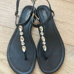 Michael Kors Black Sandals with Crystal Accents